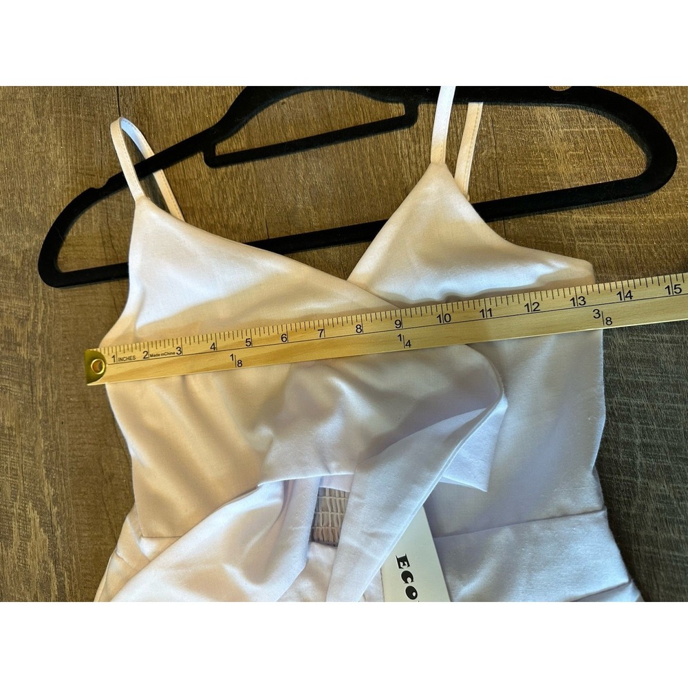 NWT Ecowish Summer Dress White Tie Front V Neck A Line‎ Swing Midi Dress S Small - Picture 2 of 7
